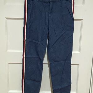 Old Navy Blue Skinny Pants with Red Stripe
